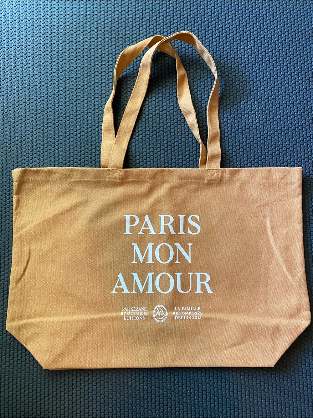 NWOT. Sezane Caramel Brown 'PARIS MON AMOUR' Canvas Tote